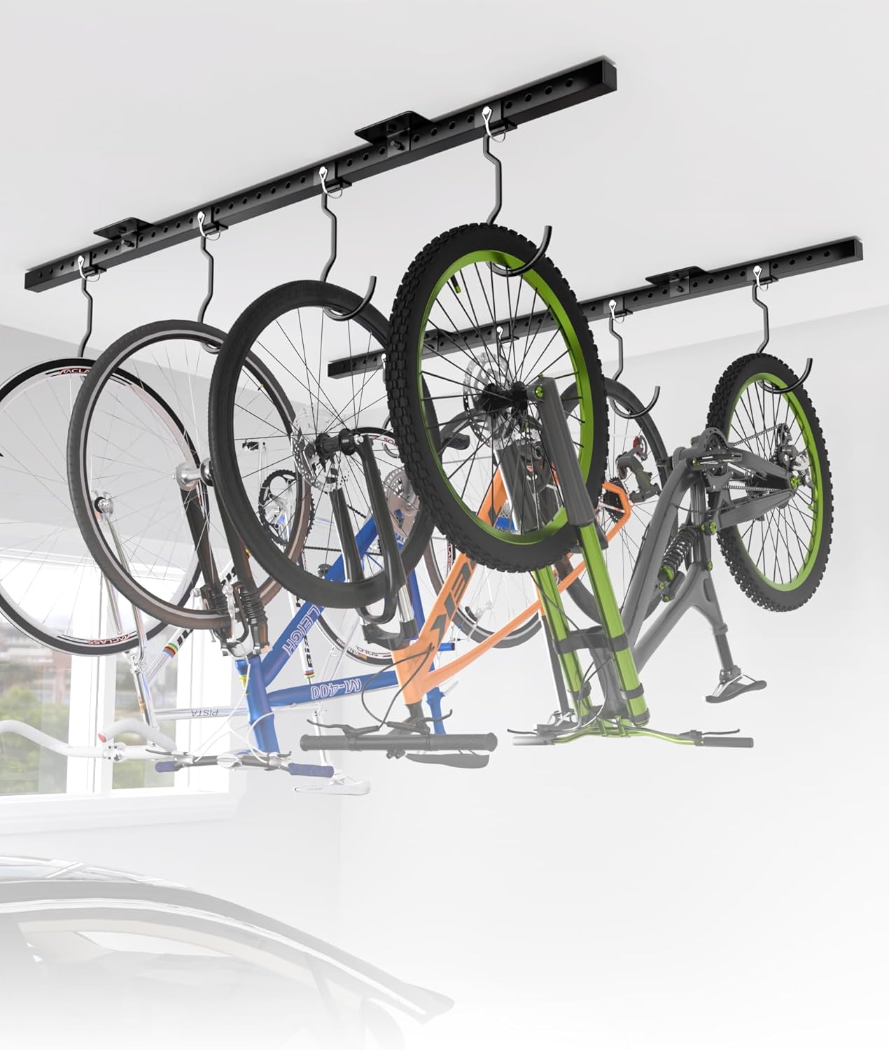 Bike Rack Celling Mount for Garage, Indoor Hangers Storage for 8 Bicycles, Heavy-duty Adjustable Bike Hooks for Garage Ceiling Support up to 640 lbs