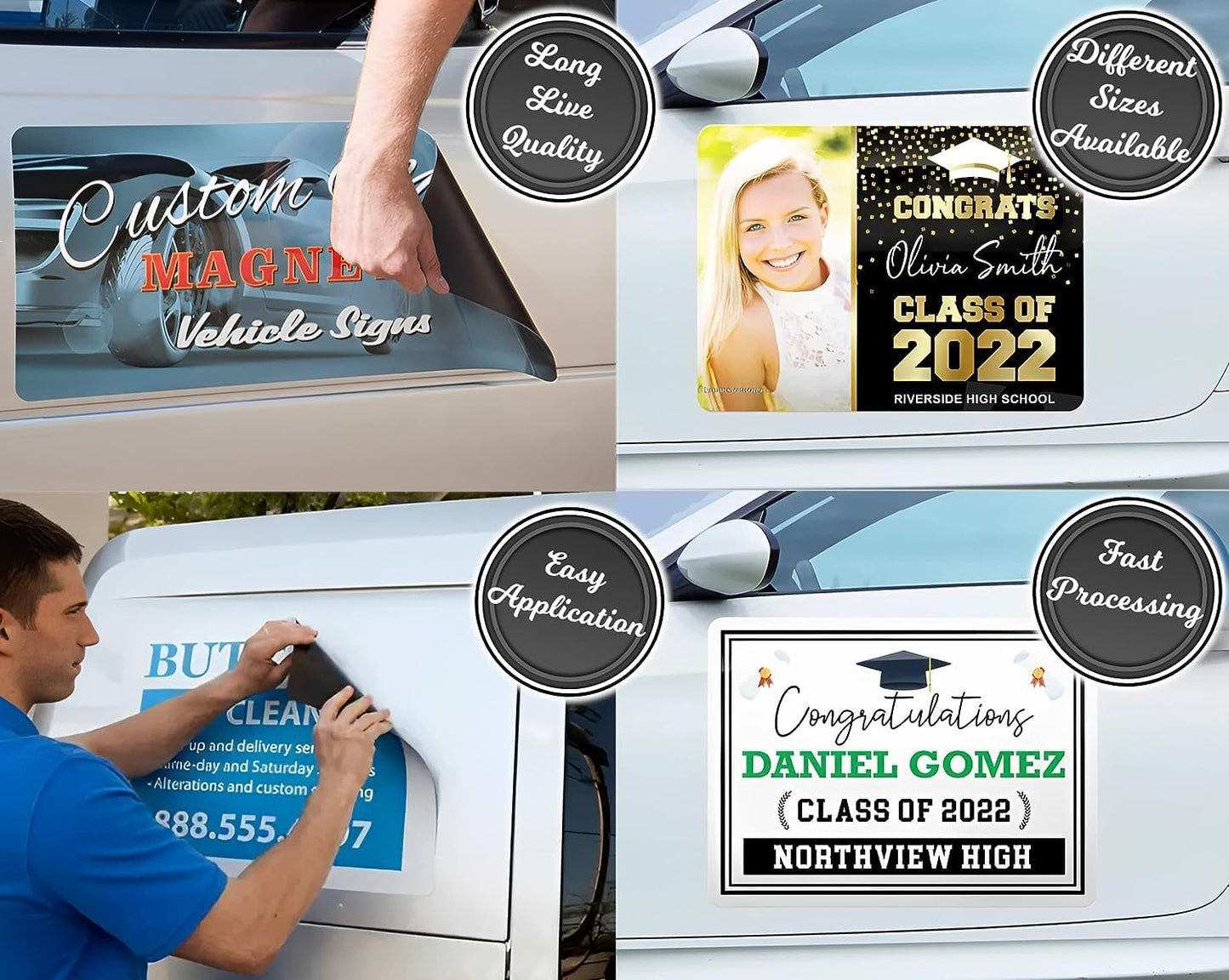 Personalized Car Magnet Sign | Customized Logo for Your Car Van Truck | Advertise Your Business | Professionally Printed | Photo Text