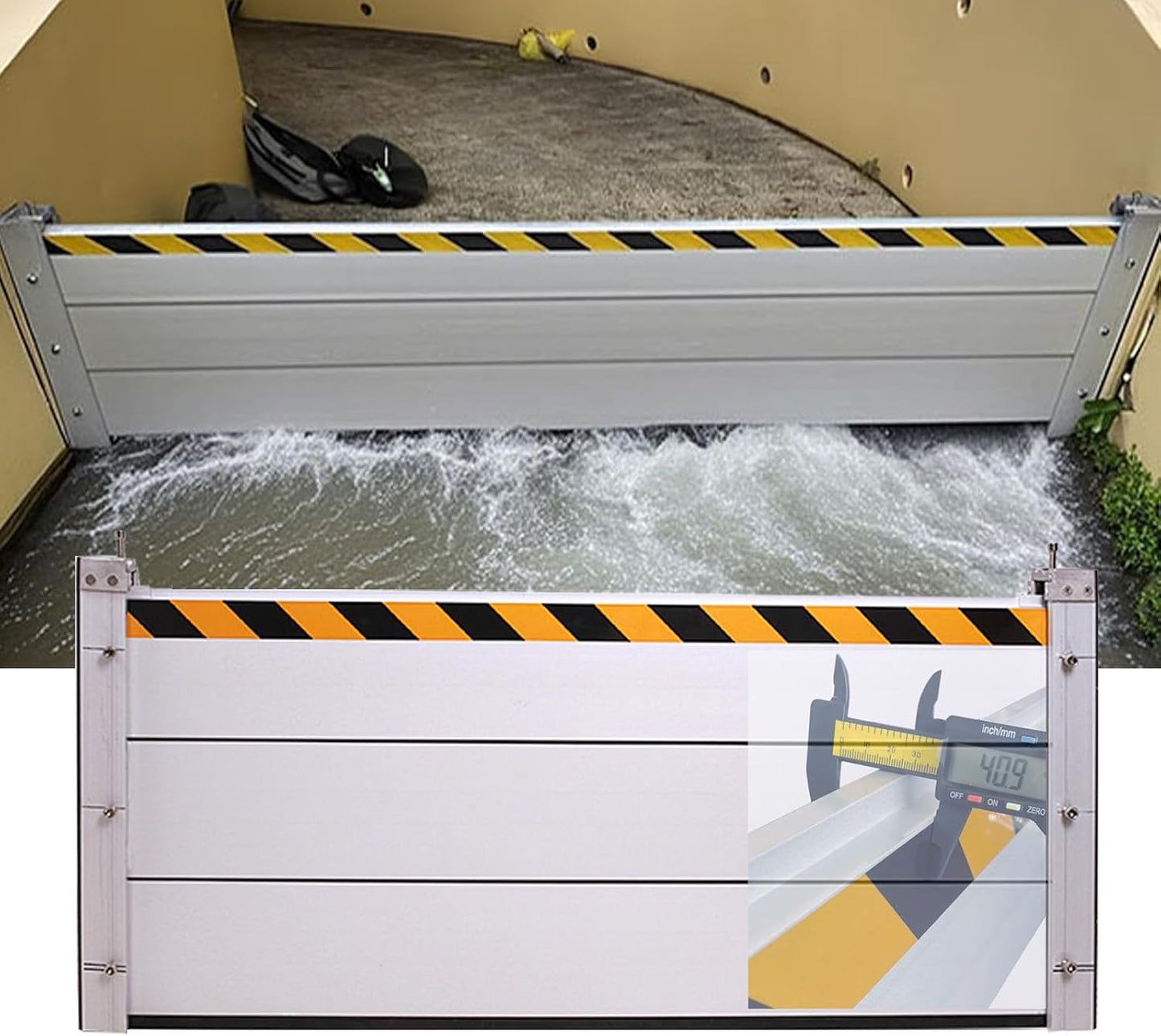 Reusable Heavy Duty Aluminum Flood Barriers for Home Exterior, Flood Protection Barriers Water Barrier Door Quick Detachable Garage Doors Detachable Mobile Rain Water Baffle ( H 47.2 inch L 4.5FT)