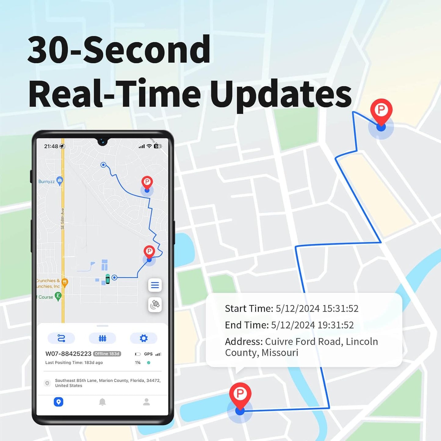 Wired GPS Tracker for Vehicles No Monthly Fee, No Subscription, Real-Time Tracking, 4G SIM and Data Included, Trip History, GeoFence, Driving Alerts, Waterproof