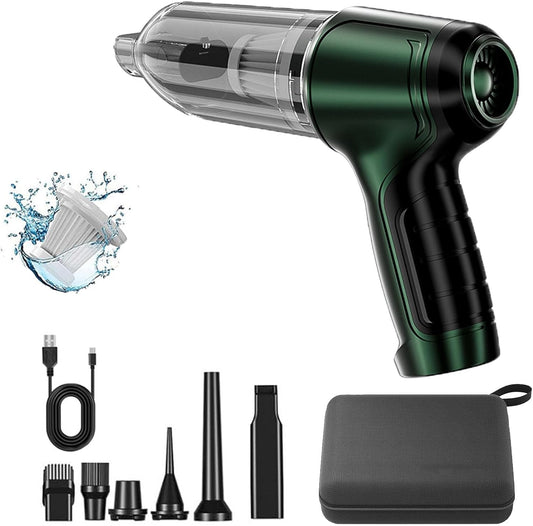 Vortix Smart Car Vacuum/Air Blower,Vortix Electric Air Duster & Vacuum,12000pa High Power Brushless Motor Wireless Handheld Car Vacuum Cleaner with Washable Filter & Storage Bag (Green)