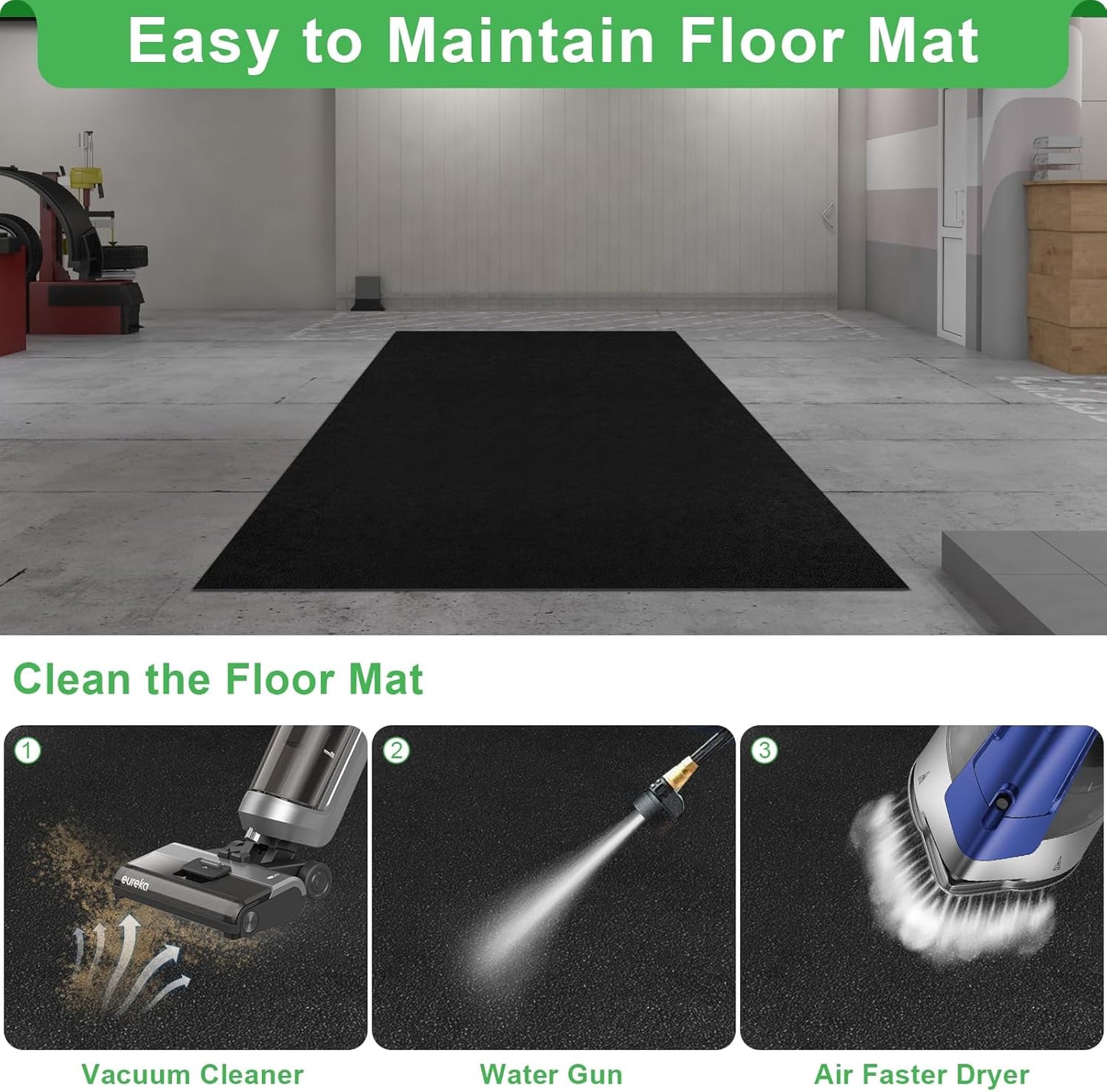 Golf Cart Parking Mat 9.84 ft. x 4.92 ft, 1.6MM Thickened Oil Absorbent Universal Garage Repair Floor Mat for EZGO, Club Car, Yamaha, Motorcycles, Mower, ATV, UTV - Anti Slip Mechanic Pad Cut to Size