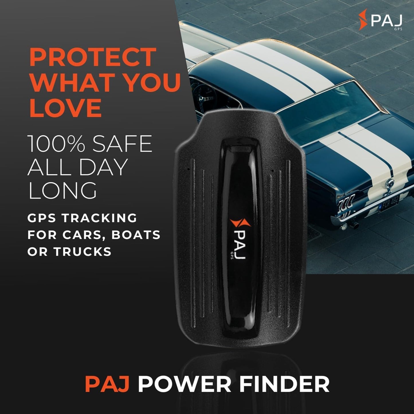 PAJ GPS Power Finder – Real-Time GPS Tracker with 90-Day Battery Life - Magnetic Mount for Cars, Trucks, Boats & Equipment, Location, Route & Speed Monitoring via 4G Network – Subscription Required
