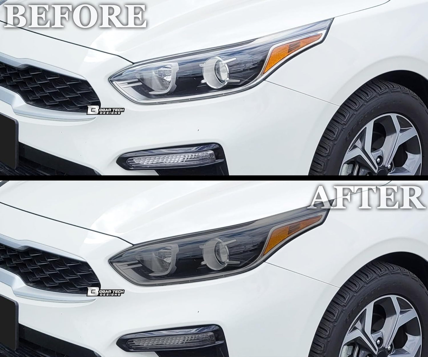 BOGAR TECH DESIGNS Full Headlight Head Light Tint Kit Compatible with Kia Forte 2019-2021, Light Smoke