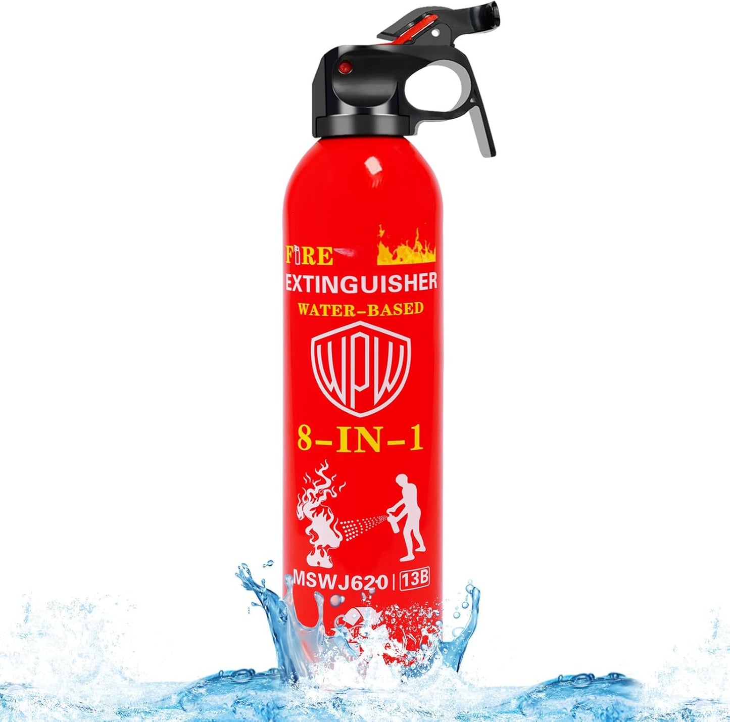 WPW 620ml Large Upgraded 8-in-1 Fire Extinguisher for Home with Wall Mount Portable Fire Extinguisher For Vehicle Car Boat House Kitchen Emergency Supplies, Water-Based Solution For A, B, C, K Fire