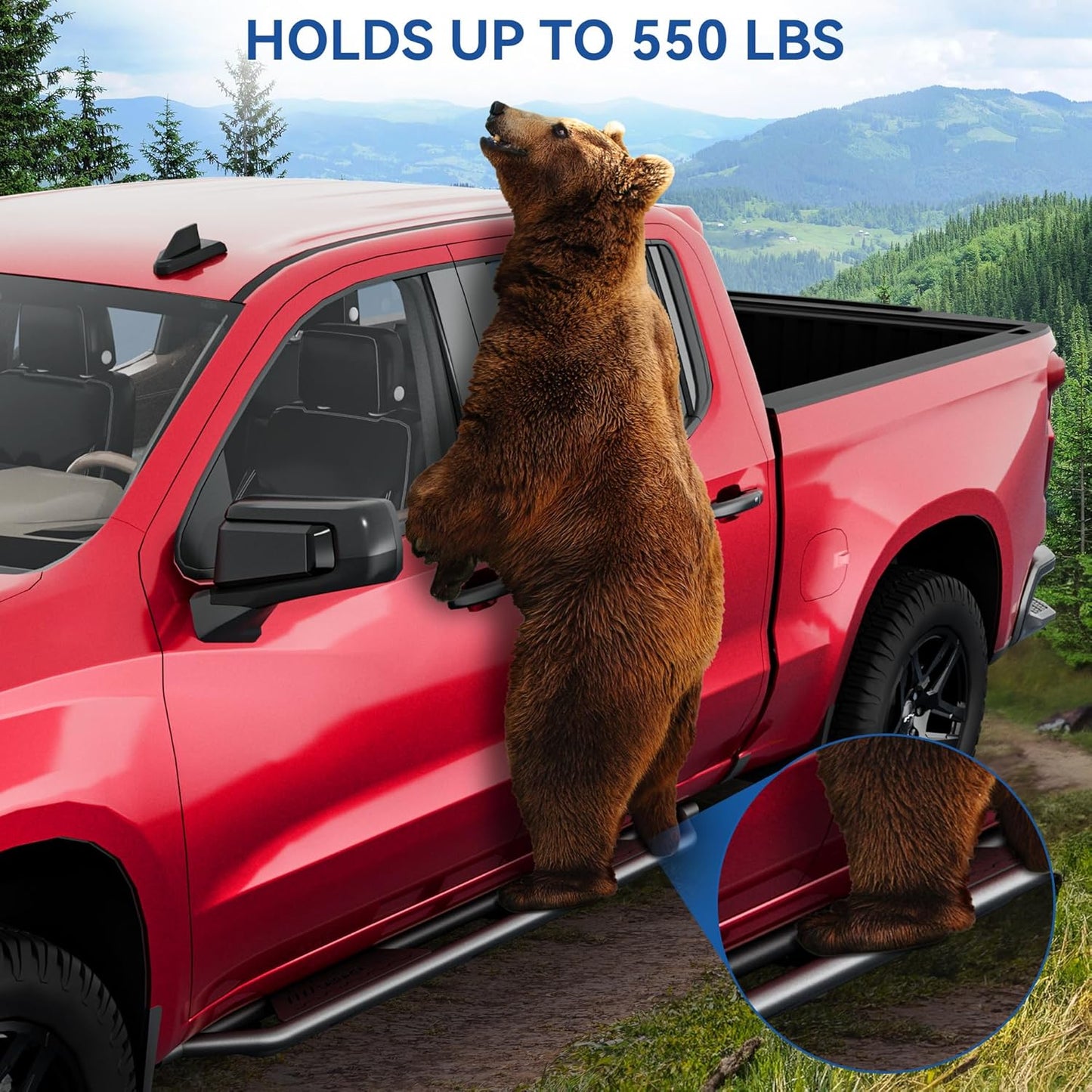 OEDRO Running Boards Compatible with 2019-2025 Chevy Silverado/GMC Sierra 1500, 2020-2025 2500HD 3500HD Crew Cab(Excl. 2019 1500 LD/Limited), Bolt-on Side Steps Steel Nerf Bars