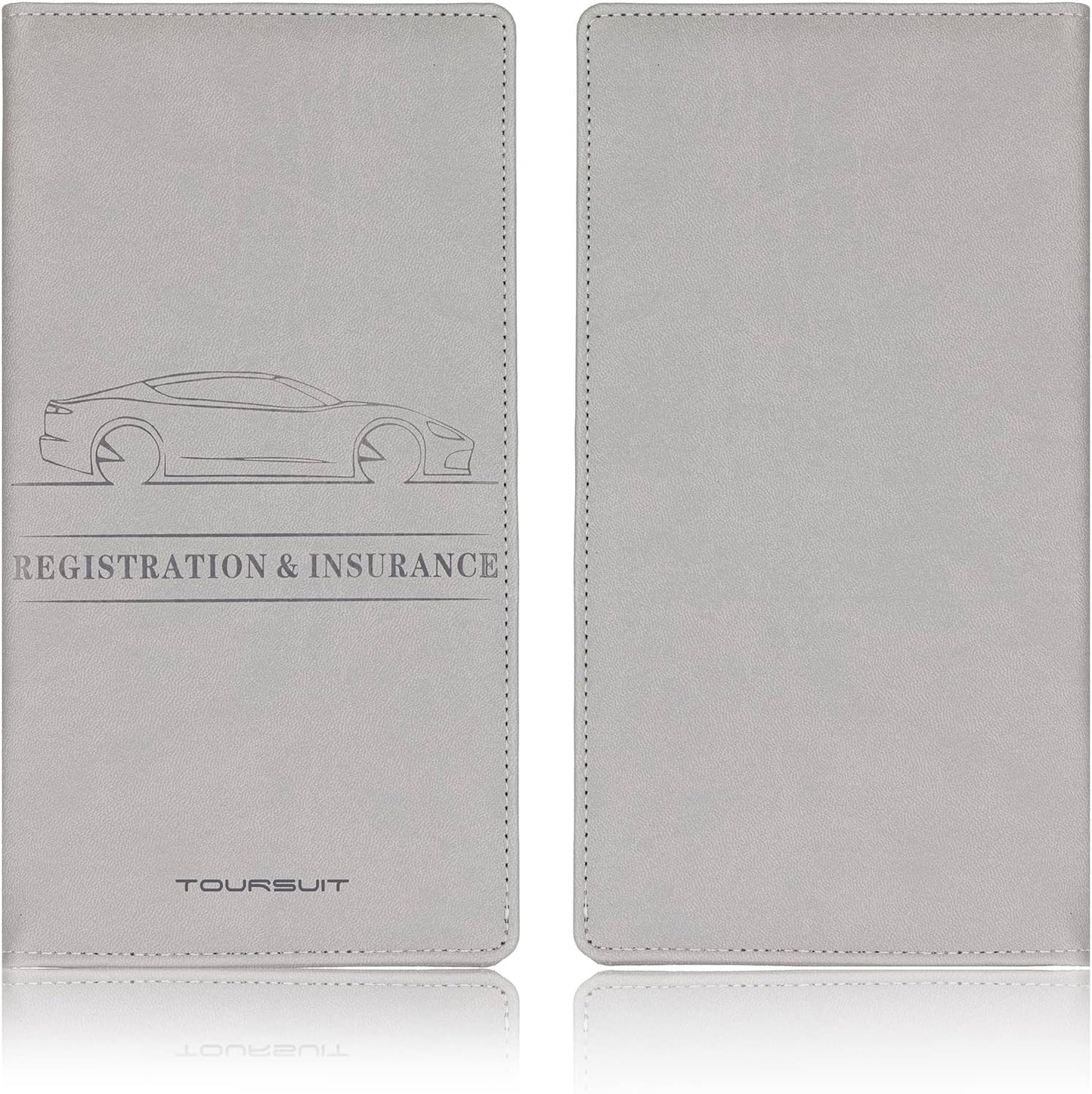 TOURSUIT Car Registration and Insurance Card Holder, Vehicle License Document Glove Box Compartment Organizer, Interior Car Accessories for Women Men Teens (Grey)