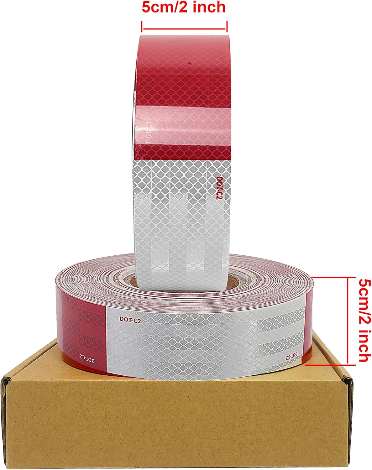 Waterproof Reflective Safety Tape Roll 2"X150' Feet Long Yellow Black DOT C2 Auto Truck Safety Reflector Strips Self-adhesive Conspicuous Safety Hazard Caution Warning Sticker for Vehicle Car TrailerW