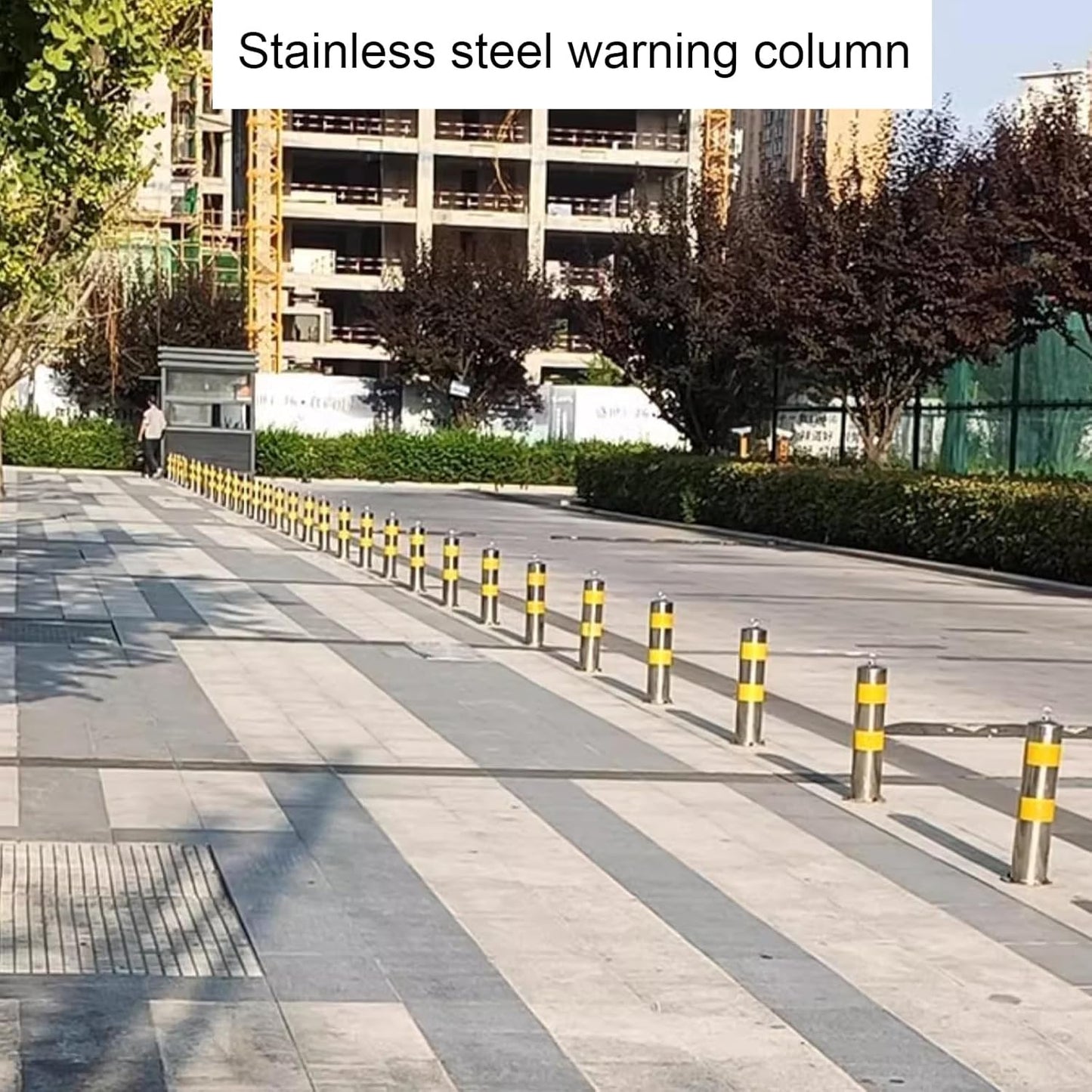 Safety Bollard, Steel Bollards, Removable Bollard, Driveways Stainless Steel Security Posts with 4 Anchor Bolts, for Parking Barrier, Road Safety(Size:750mm/30in)