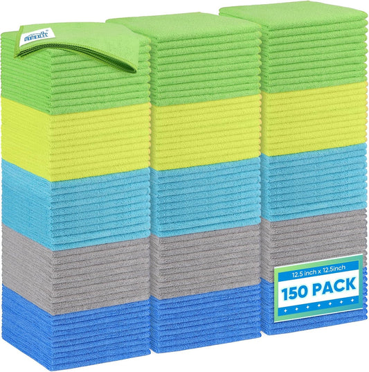 HOMEXCEL Microfiber Cleaning Cloth 6 Pack, 12.5 x 12.5 Inch Microfiber Towels for Cars, Ultra Absorbent Cleaning Rags, Lint Free Cleaning Towels for Household, Kitchen, Window, and Car, Multicolor