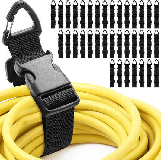 36 Pack 17 Inch Adjustable Extension Cord Holder Organizer with Triangle Clips Heavy Duty Storage Straps Extension Cord Hanger for Men Workshop and Garage Organization and Storage (Black)