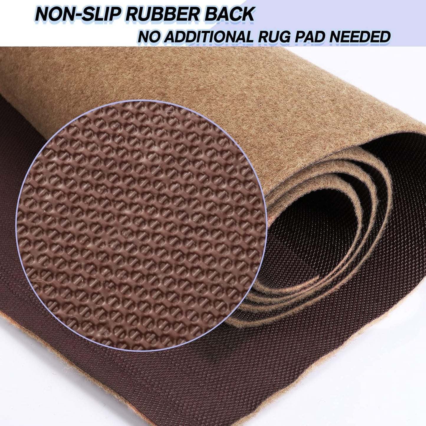 Custom Size Backed Non-Slip Area Rugs Runner, Easy Clean, Waterproof Runner Rugs for Hallway Entryway, Kitchen, Laundry, 2FT x 69FT, Beige