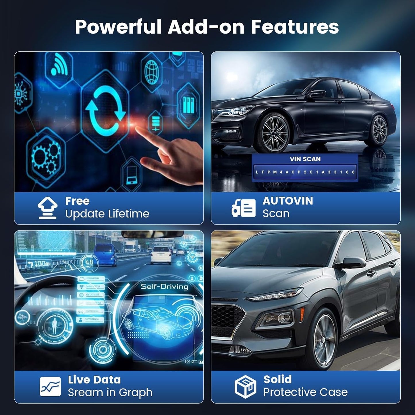 MUCAR CS6 OBD2 Scanner Diagnostic Tool, Engine Transmission BCM Car Scanner, ABS Code Reader, SRS TPMS Scan Tool, 7 Reset Service, Oil/EPB/SAS/TPMS/DPF/Throttle/ABS Bleed, Auto VIN, Free Update