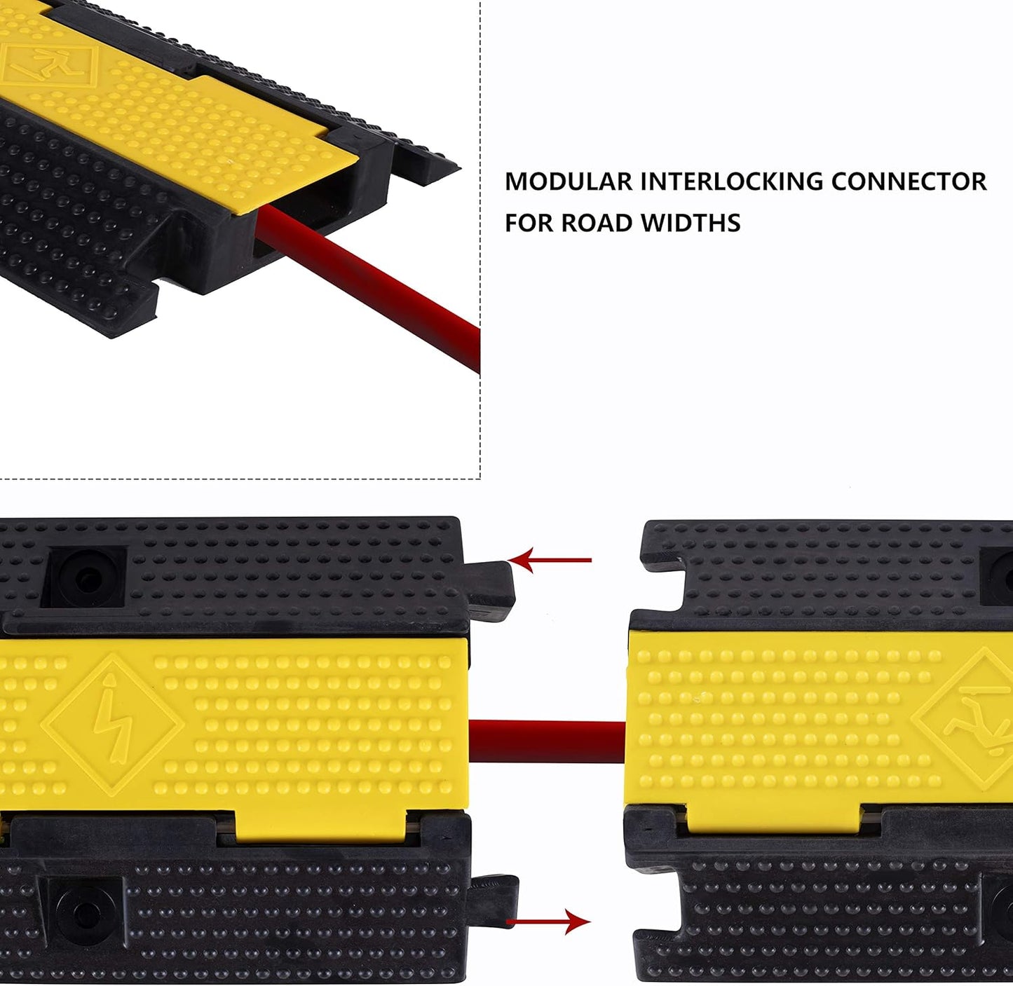 3 Pack Rubber Cable Ramp Hose Cable Protector Ramp 1 Channel 22000Lbs Load Capacity Traffic Speed Bump Wires Power Lines Extension Cord Cover for Indoor Outdoor