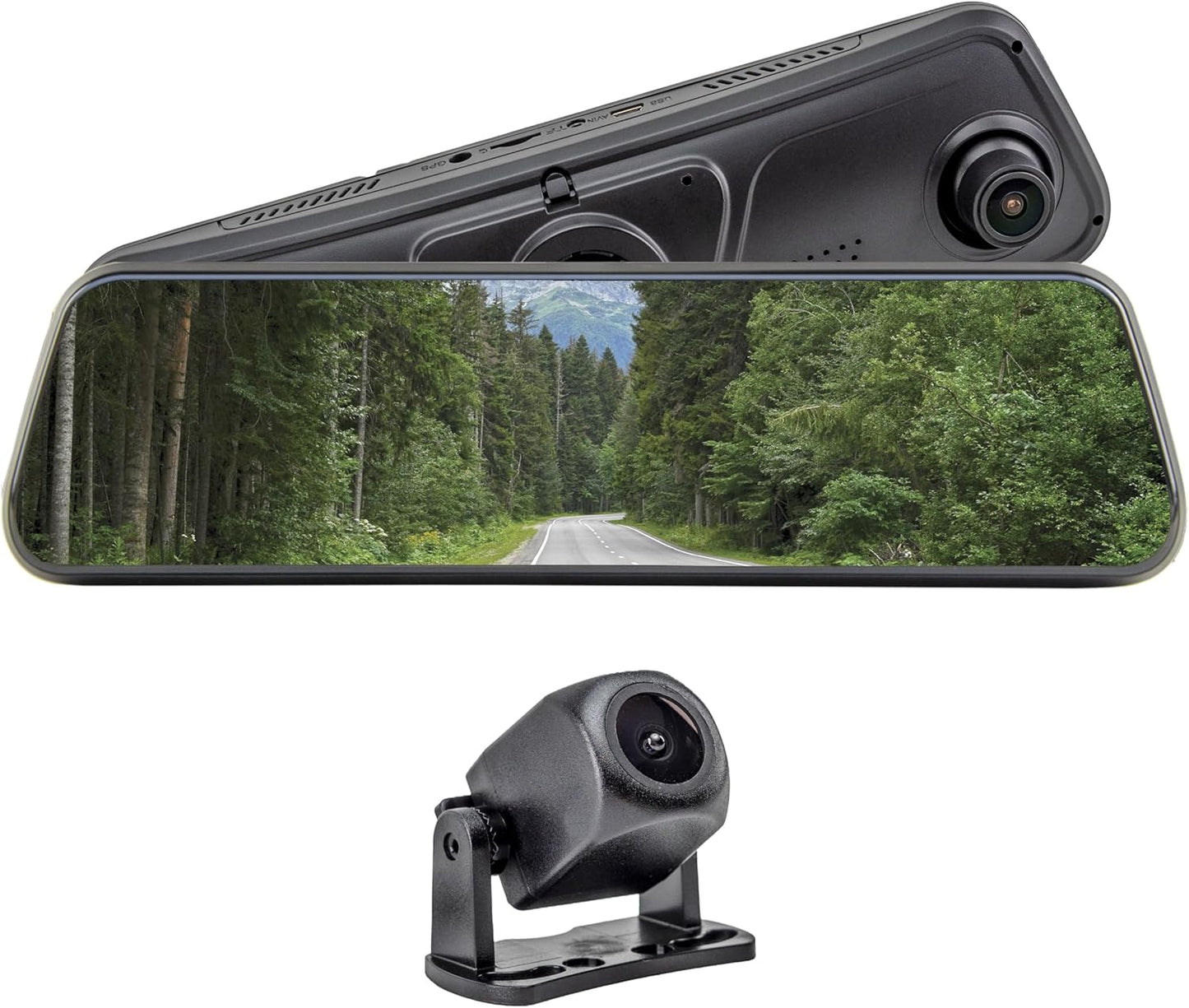 Brandmotion FullVUE Mirror and Camera System FVMR-1100 | Front Dash Cam and Rear View Camera Always On | Recording | Touch Screen Mirror | Lux Night Vision | G-Shock Sensor | Reverse Backup