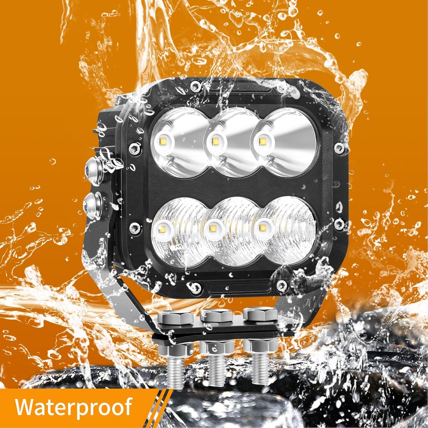 LED Light Pods, Offroad Driving Lights 5 Inch 120W 10000lm Off Road LED Work Pods for Truck Car Boat ATV Tractor 12V 24V Auxiliary Fog Lights, 【IP68 Waterproof with DT Wiring Harness】