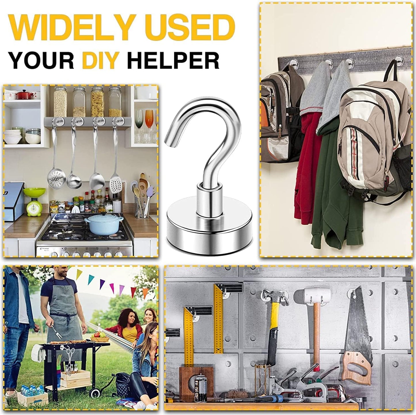 DIYMAG Magnetic Hooks, 30Lbs Strong Heavy Duty Cruise Magnet (75 Pack-Silver),Magnetics S-Hooks for Classroom, Fridge, Hanging, Cabins, Grill, Kitchen, Garage, Workplace and Office Etc