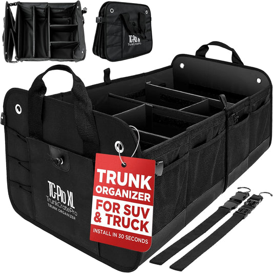 TRUNKCRATEPRO XL Premium SUV, Truck, Car Trunk Organizer With Expandable Compartments - Lightweight Foldable Cargo Organizer