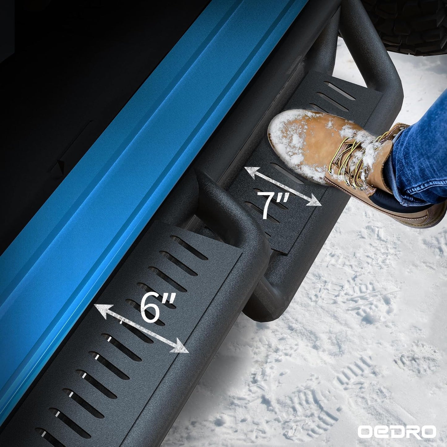 OEDRO Running Boards Compatible with 2019-2025 Chevy Silverado/GMC Sierra 1500, 2020-2025 2500HD 3500HD Crew Cab(Excl. 2019 1500 LD/Limited), Bolt-on Side Steps Steel Nerf Bars