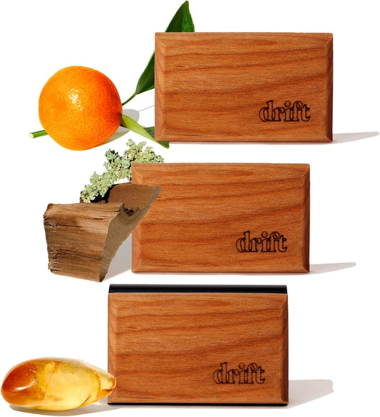 Drift Car Air Freshener - Wood Fragrance - Automotive Odor Eliminator - Car Fresheners Long Lasting - Variety 3 Pack - CLIP INCLUDED