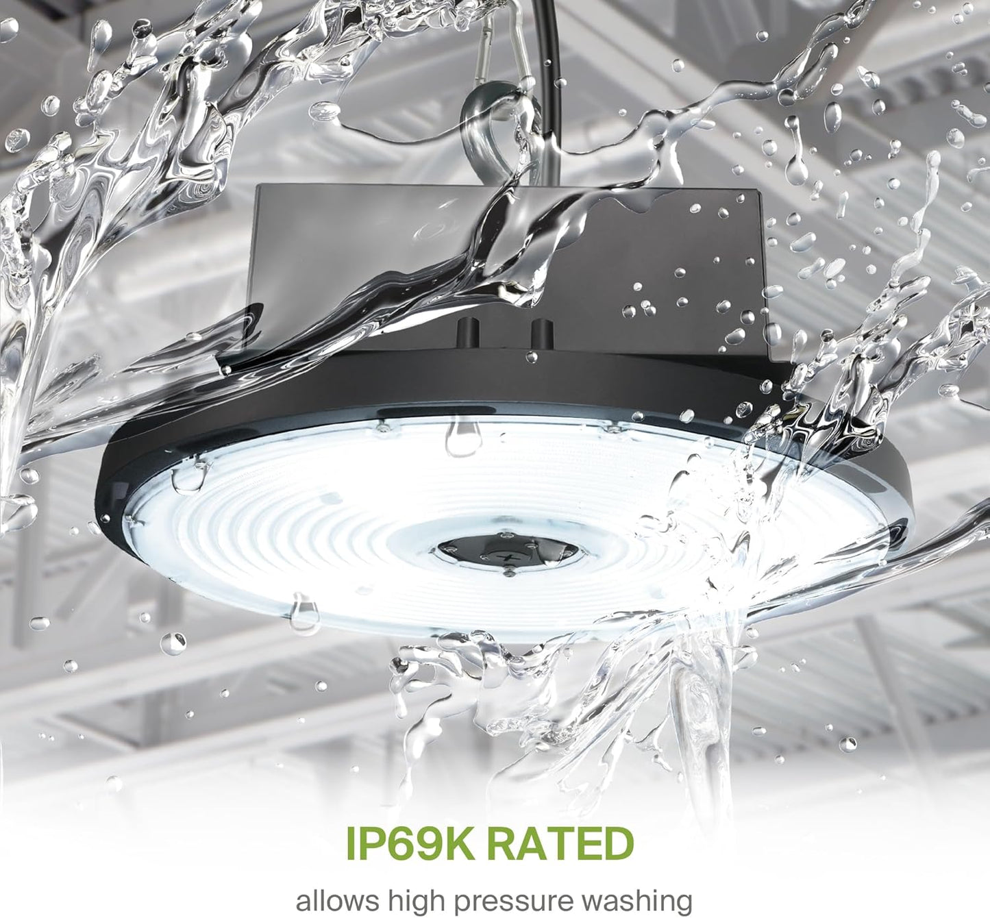 ASD LED High Bay UFO Light Fixture, Commercial Shop Lighting | Dimmable, IP69K Waterproof, DLC Premium, UL Listed | 400W 58600LM 5000K 277-480V | Warehouse, Garage, Workshop, Barn Lamp | Black