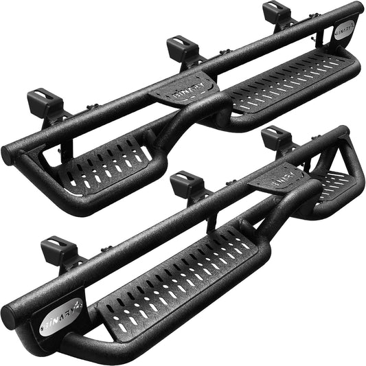 BINARY STAR Running Boards Compatible with Vehicle 2007-2018 Jeep Wrangler JK 4 Doors, 6 Inch Two-Stair Side Steps Nerf Bars, Wrangler Step Bars JKU Step Rails, Carbon Steel Running Boards & Steps.