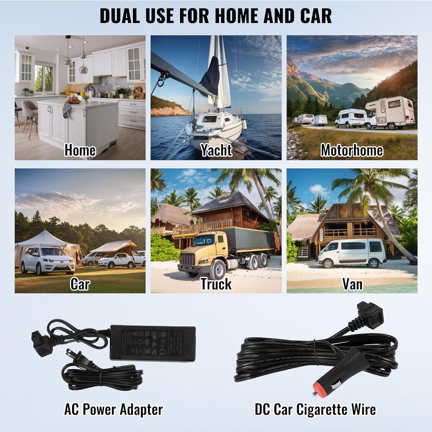 VEVOR NLS45, 12 Volt Car Refrigerator Fridge, 32 L Dual Zone Portable Freezer, -4℉-68℉ Adjustable Range, 12/24V DC and 100-240V AC Compressor Cooler for Outdoor, Camping, RV, Bule and grey