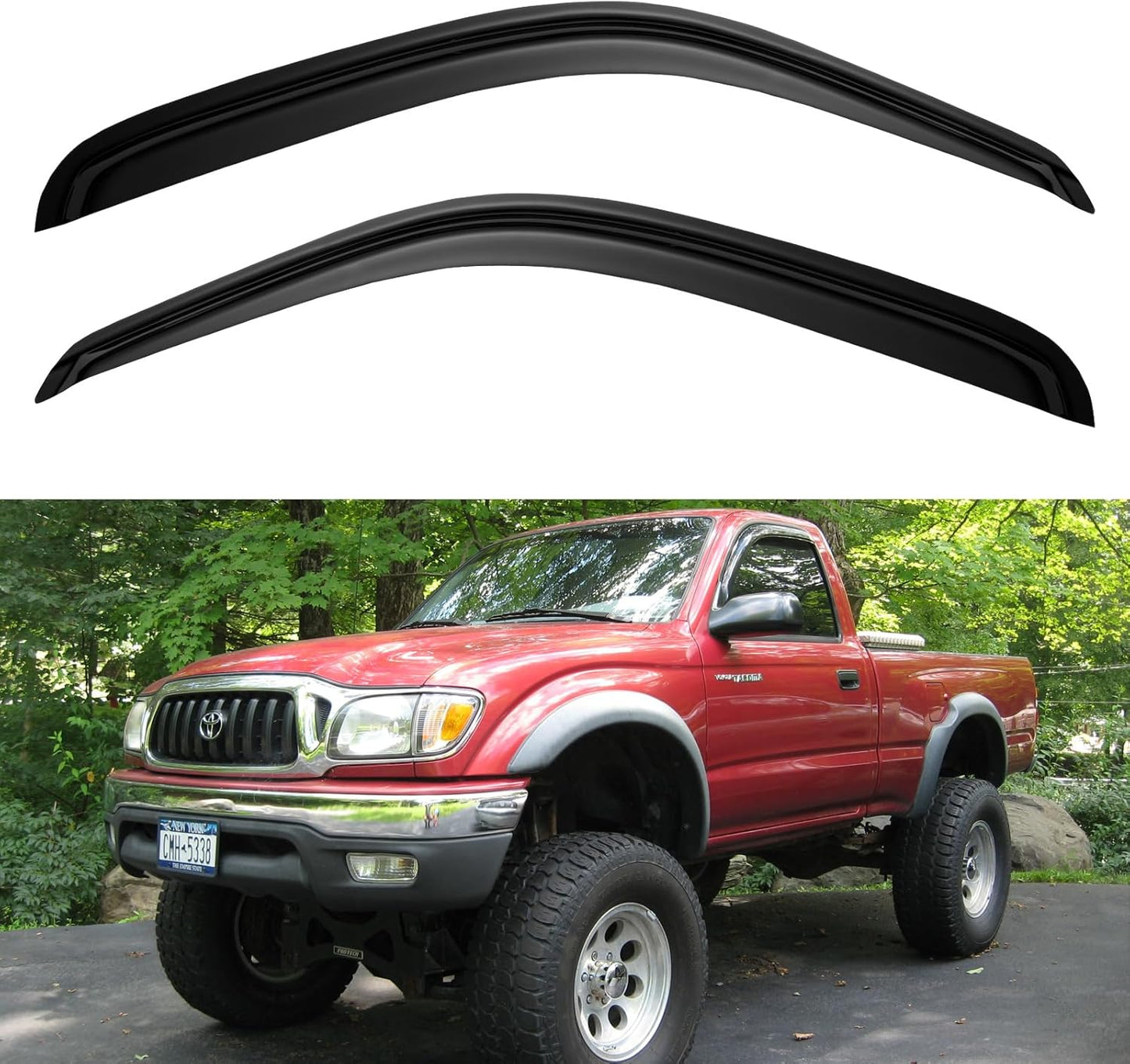 Window Visors Rain Guards for 1995-2004 Toyota Tacoma Regular Cab, Out-Channel Window Vent Wind Deflectors Visors Shades for 95-04 Tacoma Standard/Access Cab, 2PCS