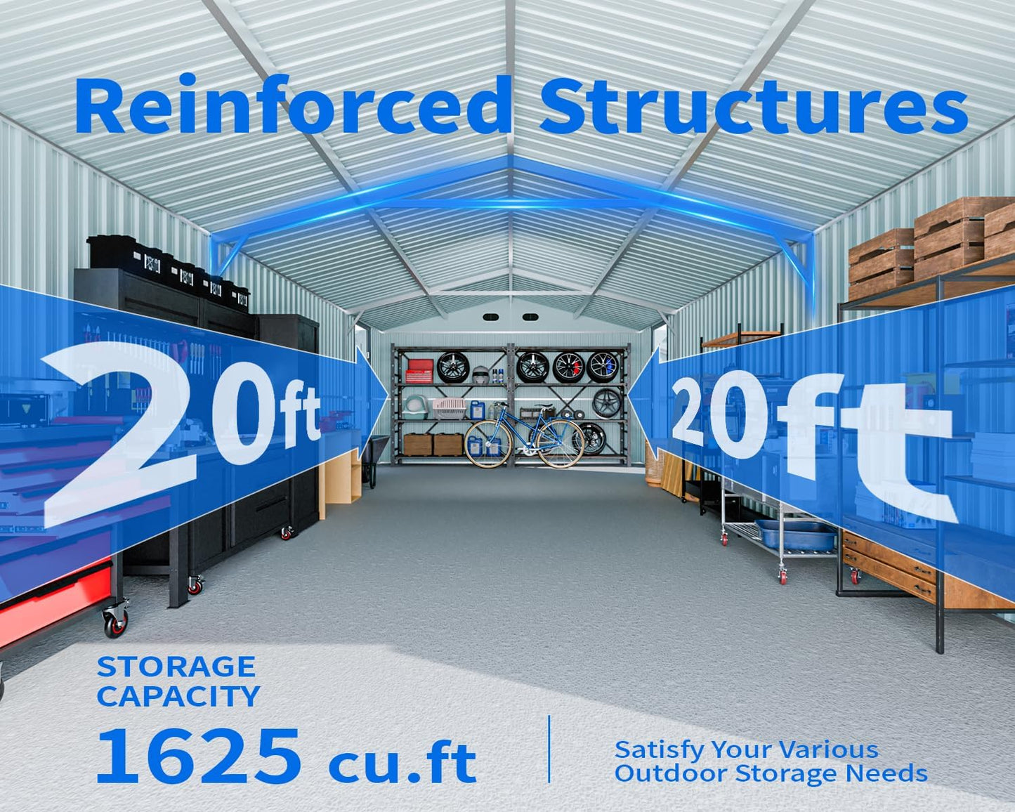 20 x 13 FT Outdoor Storage Shed, Large Metal Garden Tool Shed with 2 Lockable Doors, Outdoor Storage Building with 4 Air Vents, Garage House Waterproof for Car, Truck, Bike, Tool, Black