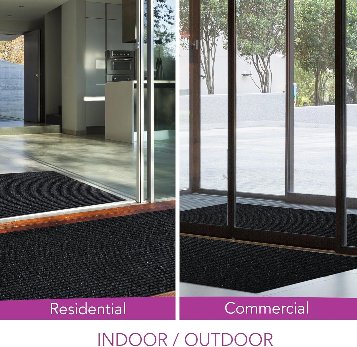 iCustomRug Spartan Weather Warrior Indoor/Outdoor Utility Ribbed Carpet Runner with Non-Slip Thermoplastic Rubber Backing, 3ft X 66ft in Black