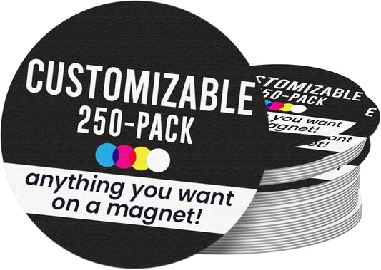 Magnet Me Up Customizable 30 Mil Round Magnet- 5”, 250 PK Weatherproof Car Magnet for Businesses, Sports Teams, Fundraiser, Personal Expression- Custom Text & Logo- Strong Magnetic Vinyl for Vehicles
