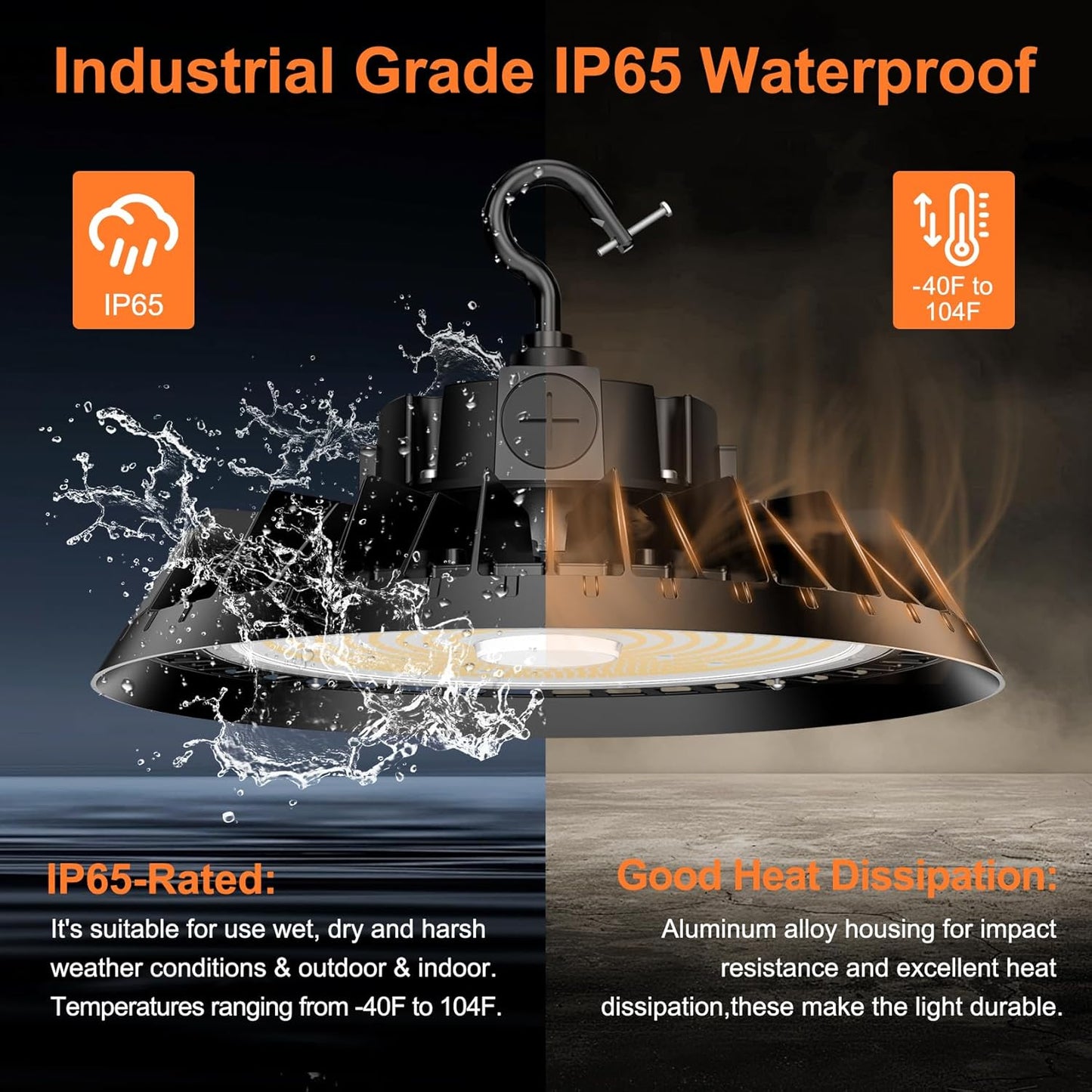 3Pack LED High Bay Lights, 240W UFO High Bay LED Shop Lights, 36000LM Adjustable CCT(5700K 5000K 4500K) & Power(240W 200W 150W), 0-10V Dimmable, 5' Cable Plug, IP65 Waterproof, ETL & DLC Listed