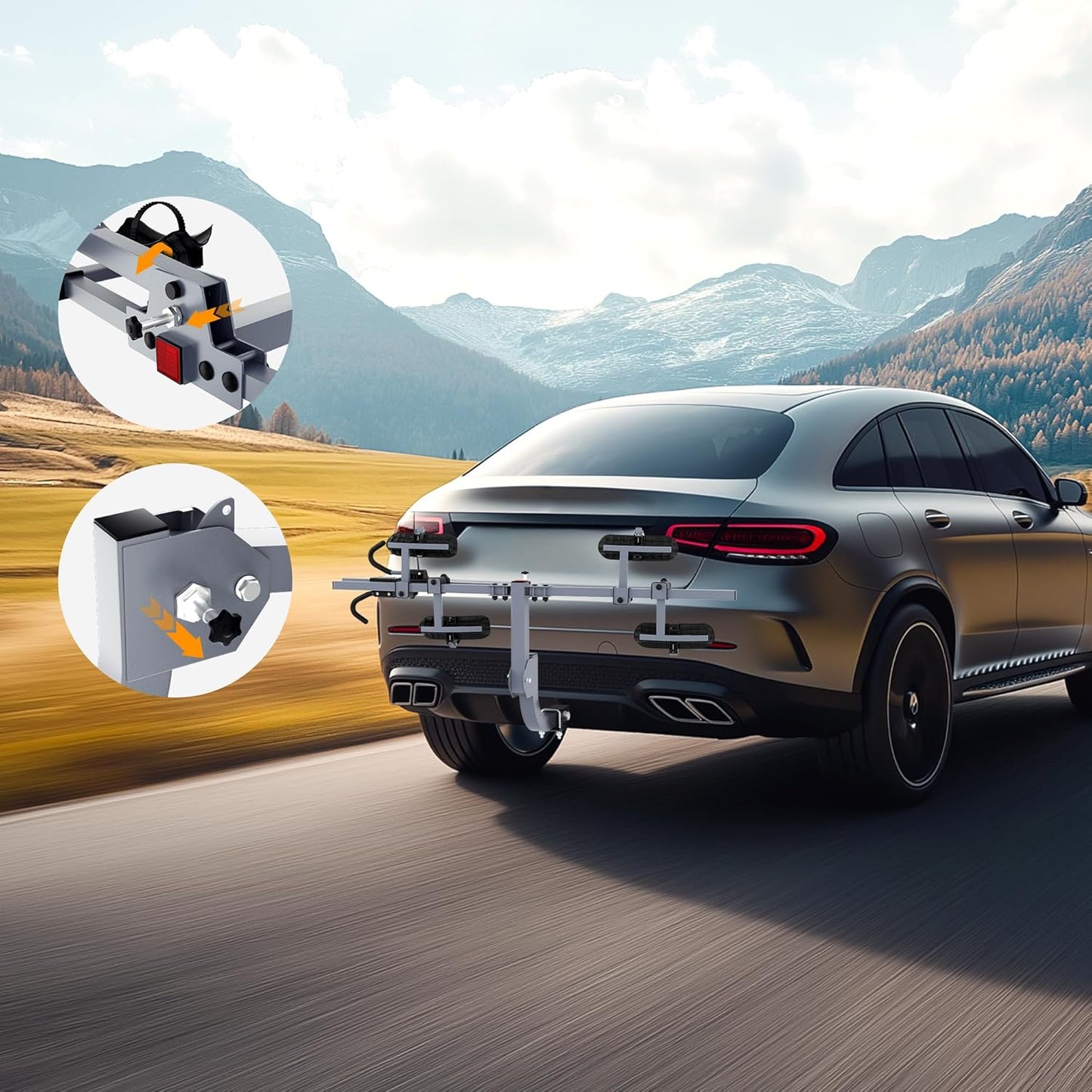 WILDROAD Hitch Bike Rack, Foldable 2-Bike Rack for Standard, Fat Tire and E-Bike, Wobble Free Smart Tilting Bike Rack, 2-Bike 180 lbs Capacity, Fits 2-inch Receiver