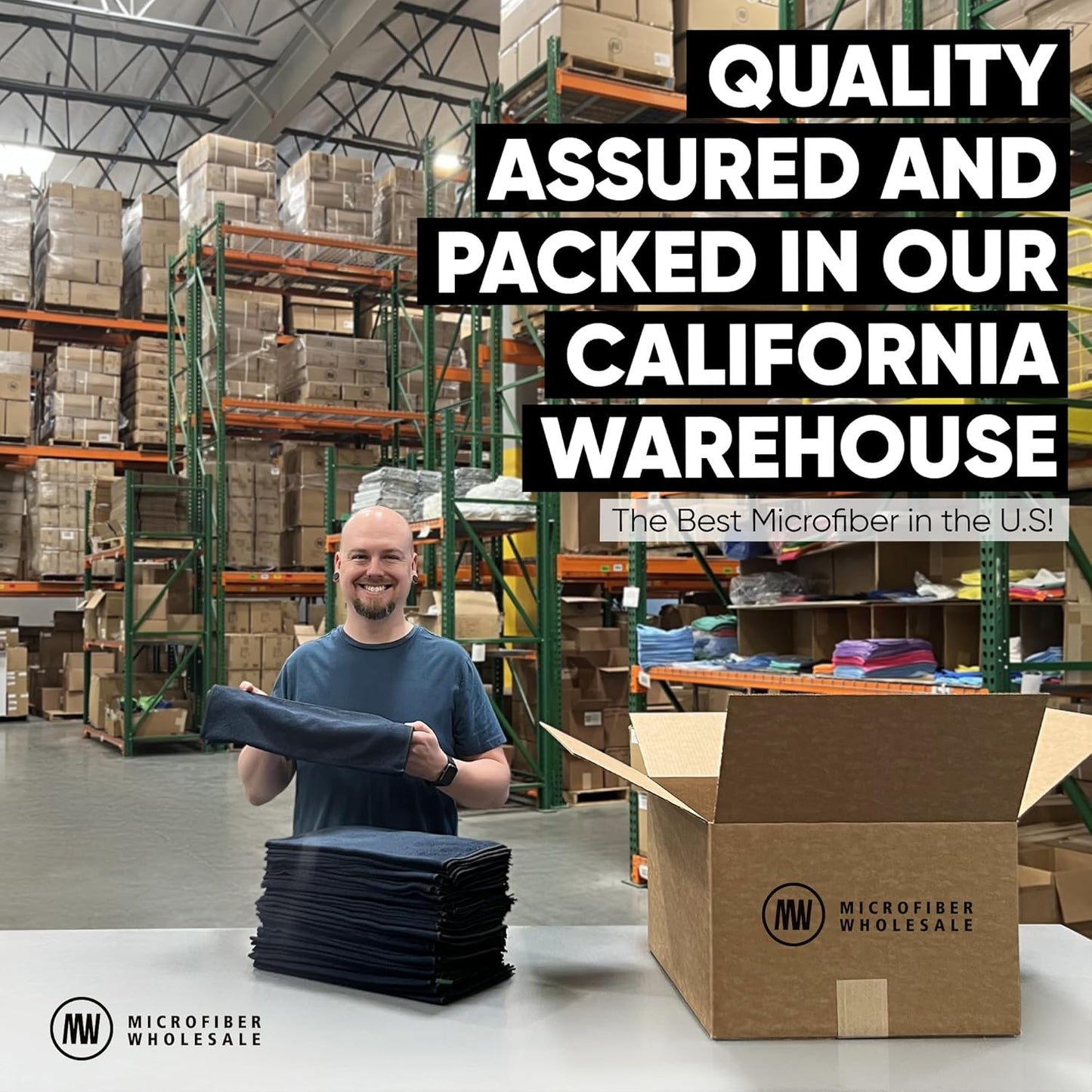 Bulk 16" x 16" All Purpose Microfiber Towels Wholesale - Case Quantity (200 Count) | Large | No Fraying | High Density Microfiber | Zero Chemical Cleaner | Long-Lasting (Black)