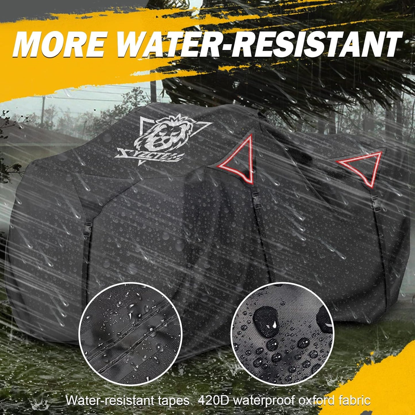 XYZCTEM Premium ATV Cover,Outdoor Protection Against Water, UV, Wind. Quad Cover for Can-am,Suzuki,Kawasaki, Honda, Yamaha, Polaris,and More.4 Wheeler Accessories with Thickened Straps(Black,88" L)