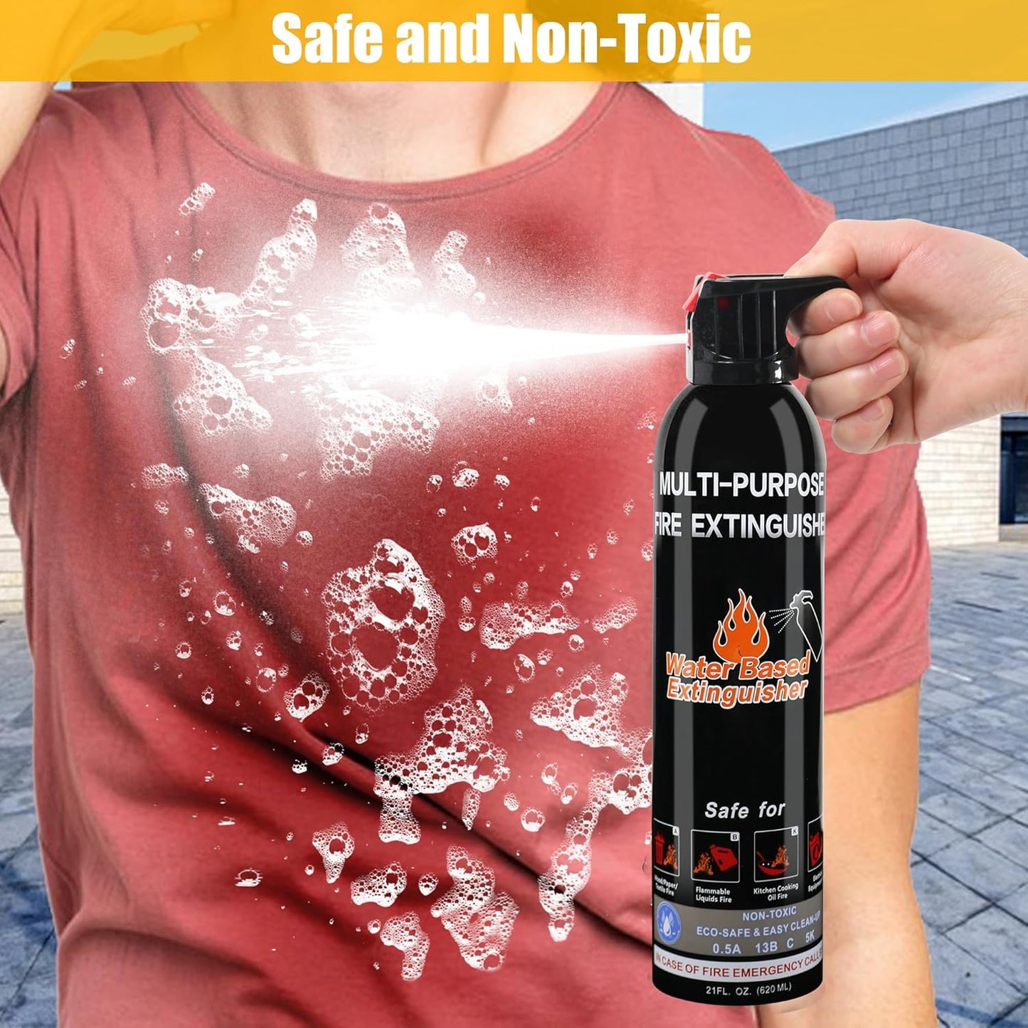 Fire Extinguisher for Home, 6 Pack Vehicle Fire Extinguishers with Mount, Portable Fire Extinguisher Effective on A, B, C, K Fires, Water-Based Extinguisher for Car Boat Office Truck Kitchen Garage RV