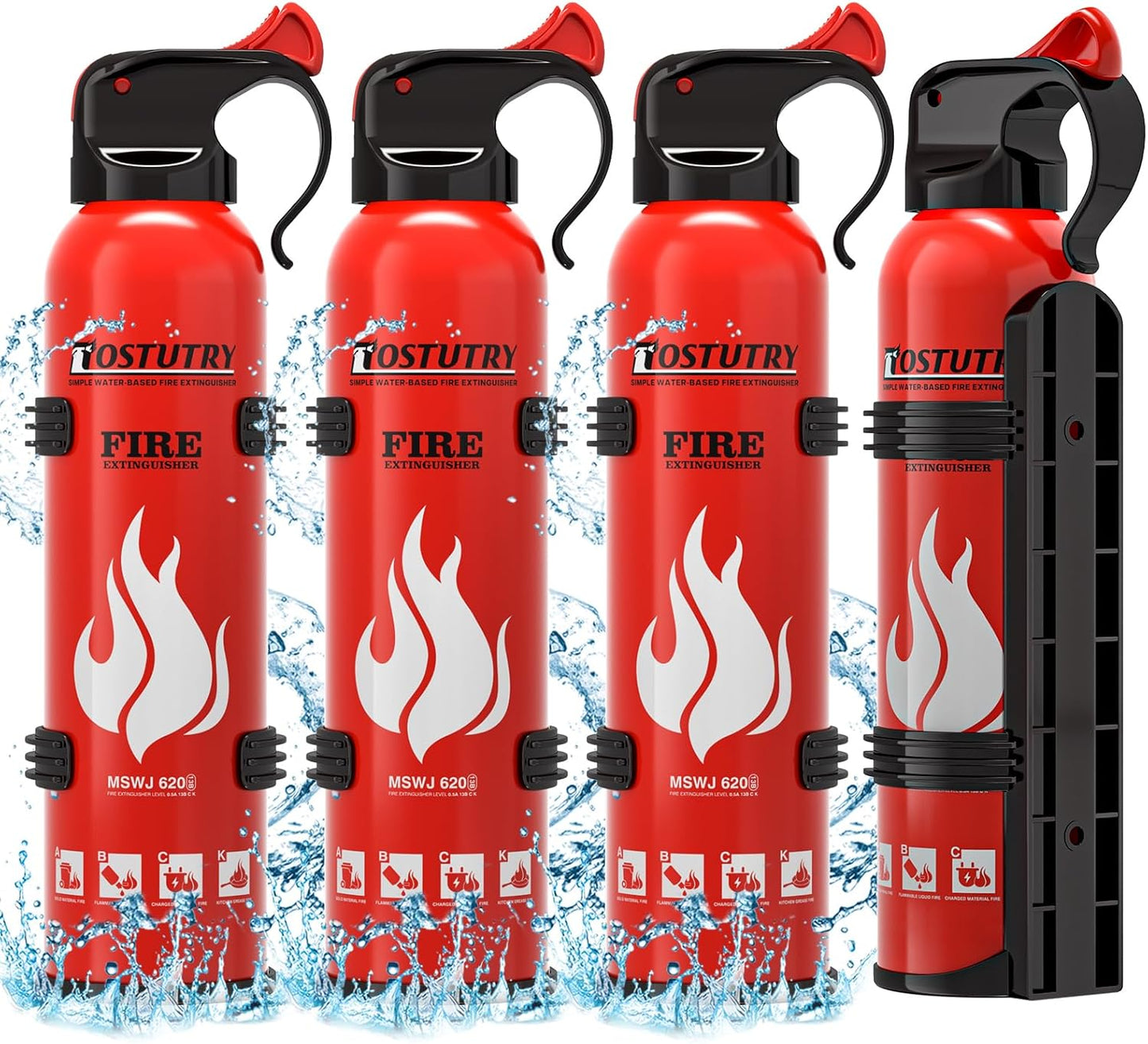 Upgraded 8-IN-1 Fire Extinguisher for Home Vehicle Car Kitchen Boat, Small Fire Extinguishers Spray with Mount for Class A B C K Fire, Portable Non-Toxic Prevent Re-Ignition Easy Clean (4 Pack)