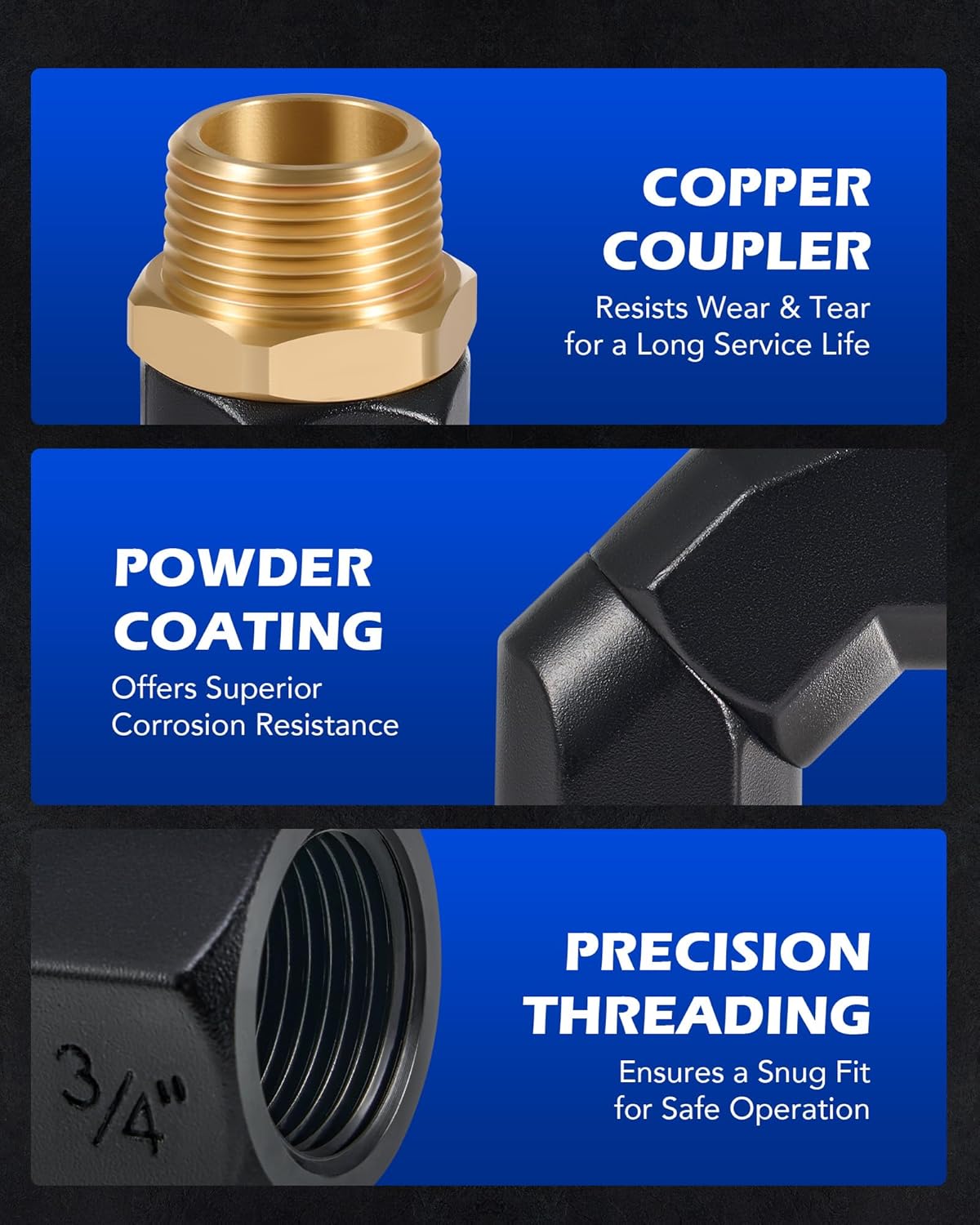 Orion Motor Tech 2pcs 3/4" NPT Fuel Hose Nozzle Swivel Kit, Multi Plane 360 Rotating Fuel Tank Adapter Swivel Coupler Set with Accessories