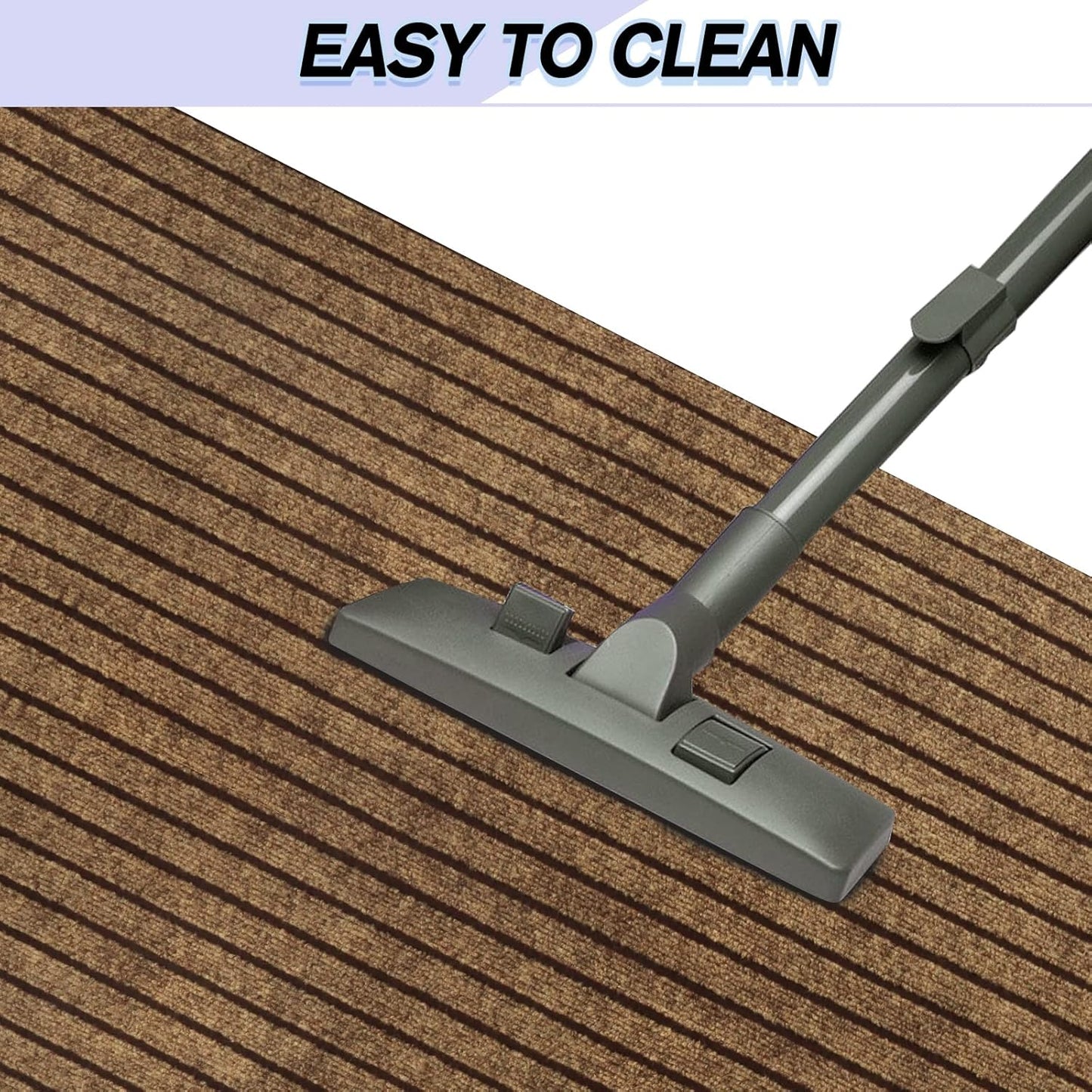 Custom Size Backed Non-Slip Area Rugs Runner, Easy Clean, Waterproof Runner Rugs for Hallway Entryway, Kitchen, Laundry, 4FT x 34FT, Brown Stripe