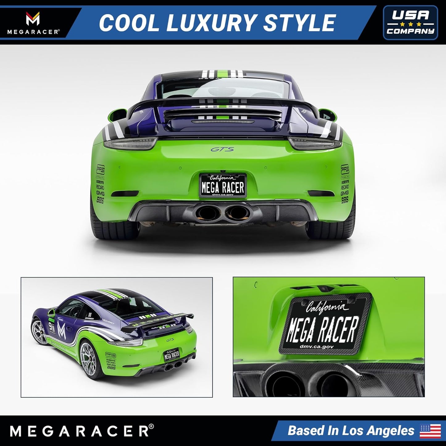 Premium Slim Carbon Fiber Design License Plate Frames – 2 Pack, Rust-Free Stainless Steel & Rattle-Free, Street Legal, Universal with Screw Caps Cover, Thin Metal Front & Rear Car Tag Holders for Men