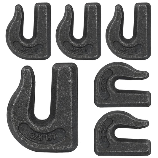 3/8 inch Weld On Grab Hooks,6PCS Heavy Duty Clevis Grab Chain Hook, G70 Tractor Bucket Hooks Great for Car, Truck, Tractors, Loader Bucket Forklift Trailer