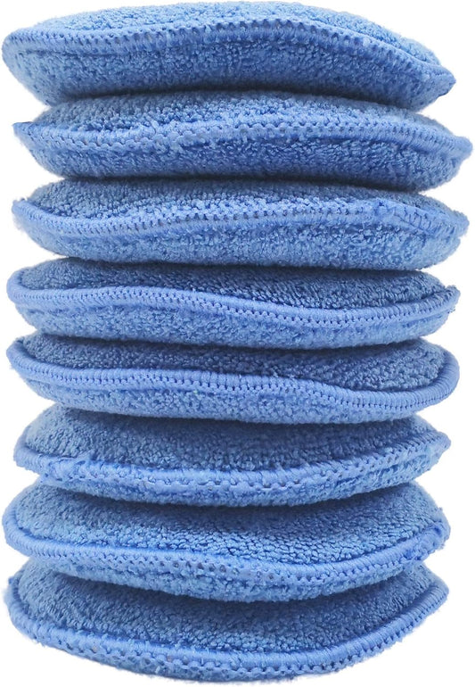 Polyte Microfiber Detailing Wax Applicator Pad, 8 Pack (Blue, 5 in)