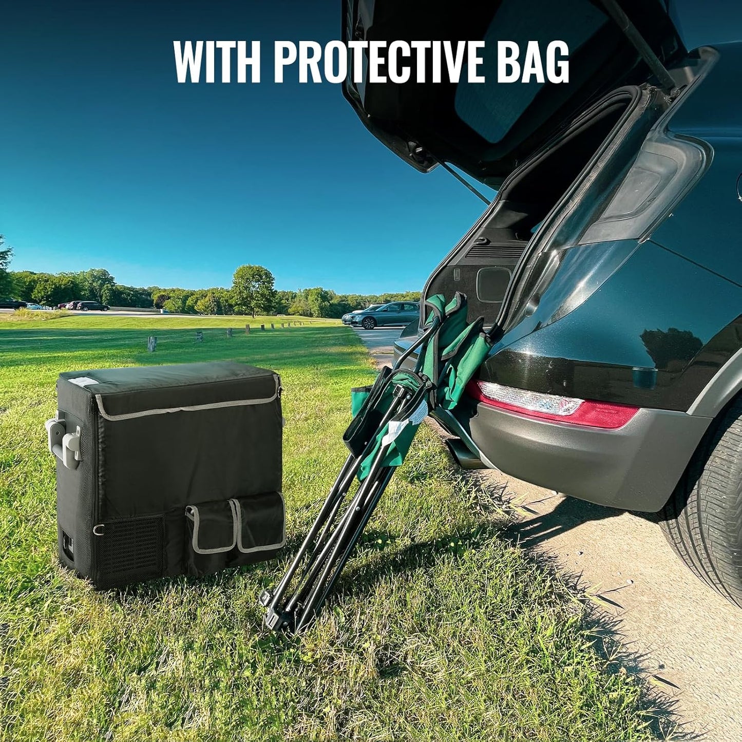 BougeRV 12V Portable Refrigerator 53 Quart Car Freezer Fridge Electric Cooler12V/24V DC 110~240Volt AC for Camping (Included: 53Qt Insulated Cover)