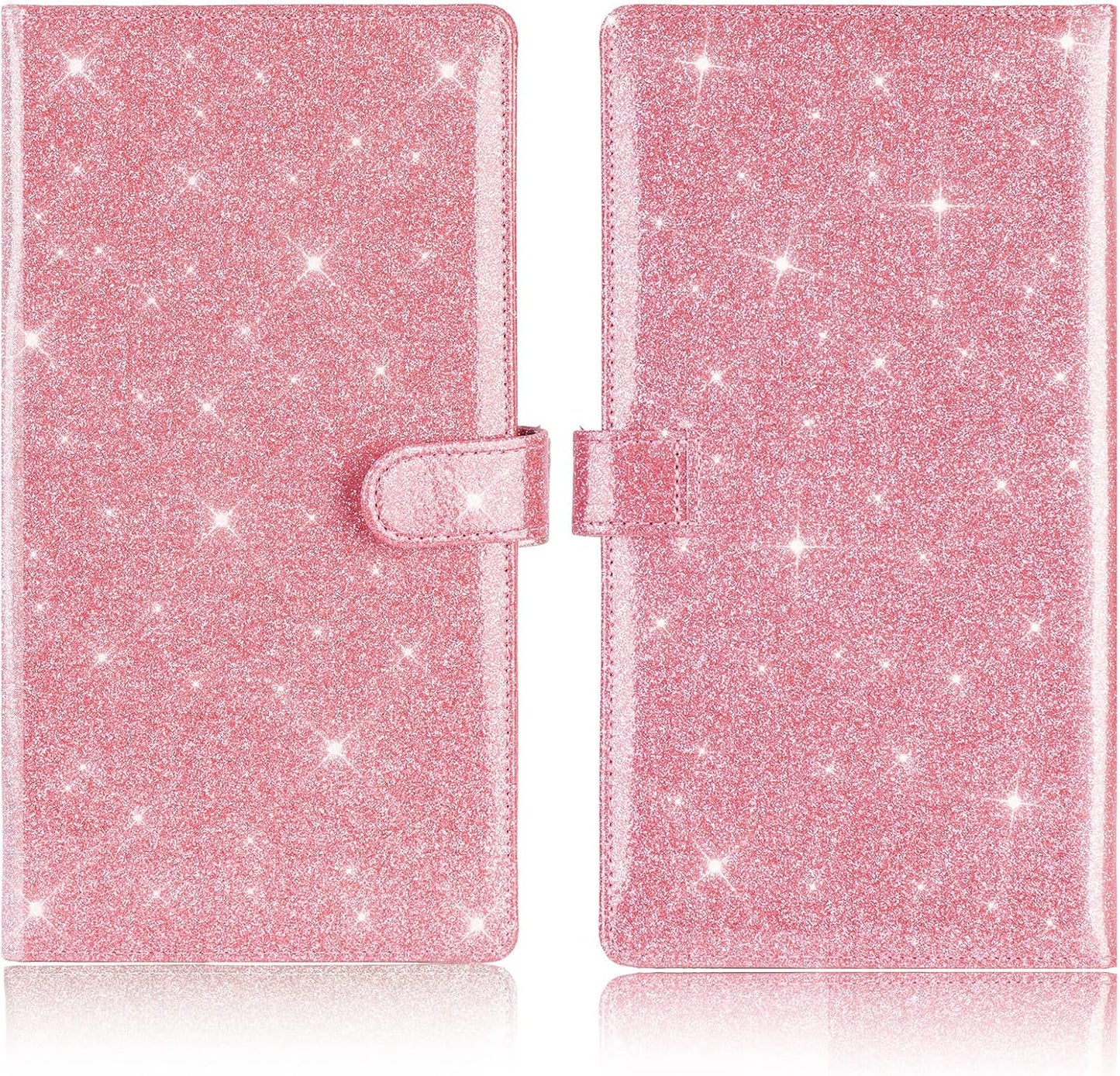 TOURSUIT Car Registration and Insurance Card Holder, Vehicle License Document Glove Box Compartment Organizer, Interior Car Accessories for Women Men (Glitter Pink)