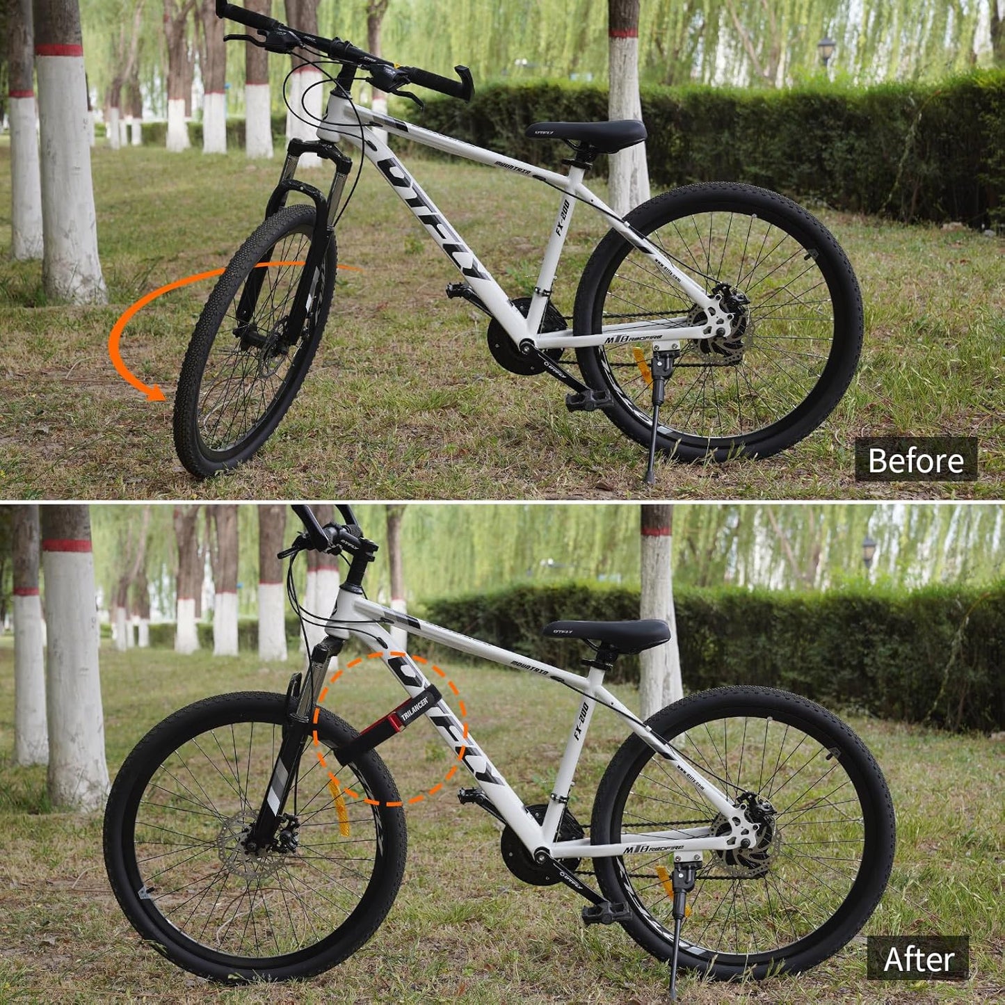 Bike Rack Straps with Extra-Wide Silicone Anti-Slip Coating, 2-Pack Trilancer Adjustable Bike Wheel Stabilizer Strap with Hook and Loop for Car and Wall Mount,Transportation and Storage (29.5''x1.5'')