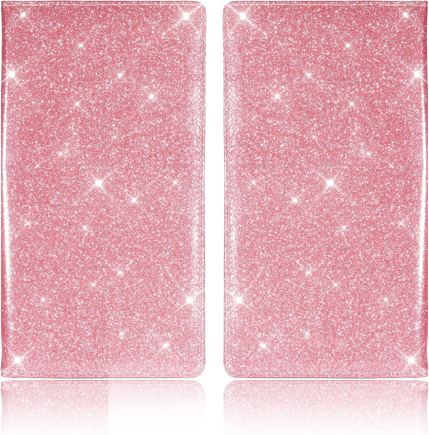 TOURSUIT Car Registration and Insurance Card Holder, Vehicle License Document Glove Box Compartment Organizer, Interior Car Accessories for Women Men Teens (Glitter Pink)